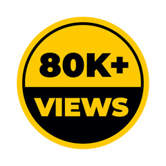 80K Views png, Yellow Colour, Minimal Style, High Resolution