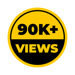 90K Views png, Yellow Colour, Minimal Style, High Resolution