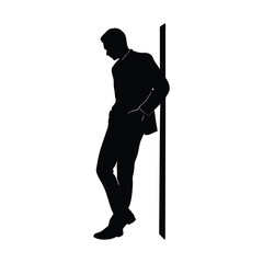 Fototapeta premium Elegant Man Silhouette Standing In Minimal Vector Design