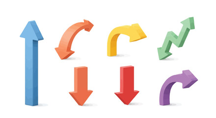 Colorful arrows vector graphics set for direction navigation and ui design elements