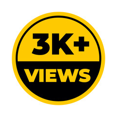 3K views png yellow colour, social proof counter, online popularity badge, watch count tracker
