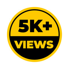 5K views png yellow colour, viewer growth chart, trending watch counter, social reach badge