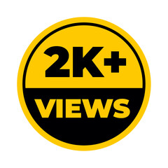 2K views png yellow colour, audience growth tracker, viral reach counter, follower milestone graphic
