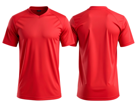 Football jersey front and back, red color, transparent background  - Powered by Adobe