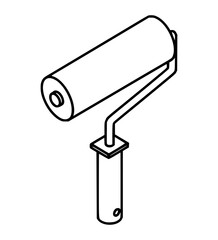 Isometric Paint Roller Line Art