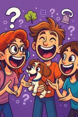 Fototapeta premium Diverse Animated Children in Lively Comic-Style Conversation Scene