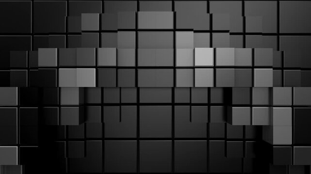 Cubes Form a Wave. Abstract motion, two color, 3d rendering, 4k resolution
