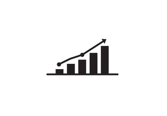 Obraz premium A black and white image showing a bar graph with an upward trending line and an arrow pointing up