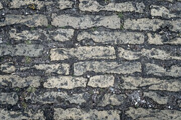 Red grunge brick wall, abstract background texture with old dirty and vintage style pattern
