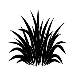 Jungle Grass Plant Detailed Silhouette in Natural Setting silhouette Art Vector illustration