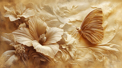 Vintage Floral Illustration With Butterfly