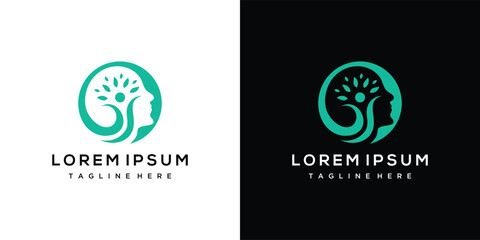 Tree people ecological symbol logo vector	