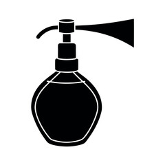 Fototapeta premium Black silhouette of a perfume bottle with spray nozzle