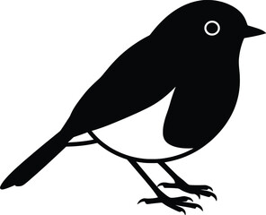 Fototapeta premium Vector Illustration of a Robin Bird in Black Silhouette