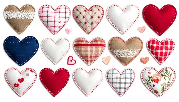 Heart-shaped fabric patchwork collection