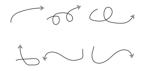 hand drawn arrows vector, doodle curved sketch lines for infographic design presentation chart highlight navigation or user interface

