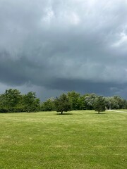 storm clouds over the field