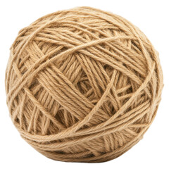 A spherical bundle of natural jute twine, intricately wound with visible texture and organic color.