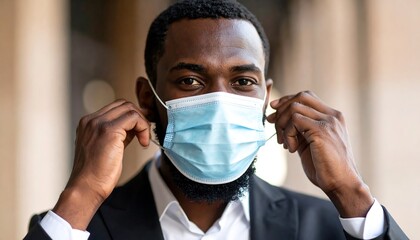 Man wearing a face mask outdoors
