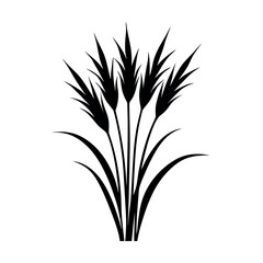 Close Up of Narrow Leaf Grass with Fine Texture silhouette Art Vector illustration