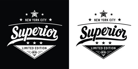 Superior Limited Edition New York City Vintage Emblem Vector with Stars and Diamond Badge for T Shirt Design