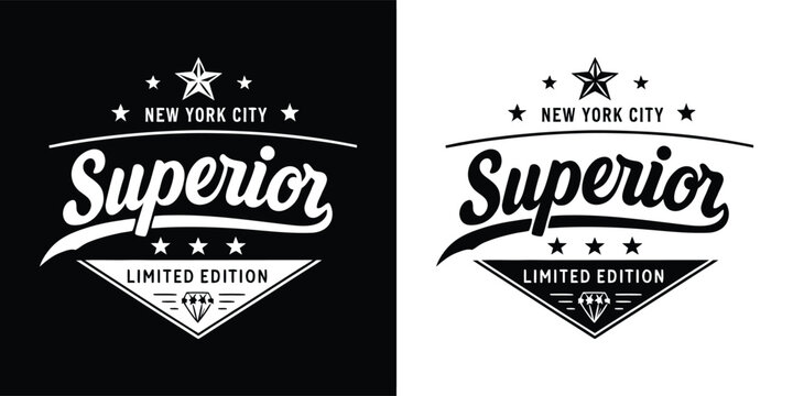 Superior Limited Edition New York City Vintage Emblem Vector with Stars and Diamond Badge for T Shirt Design
