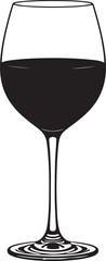 wine half glass in silhouette on white isolated