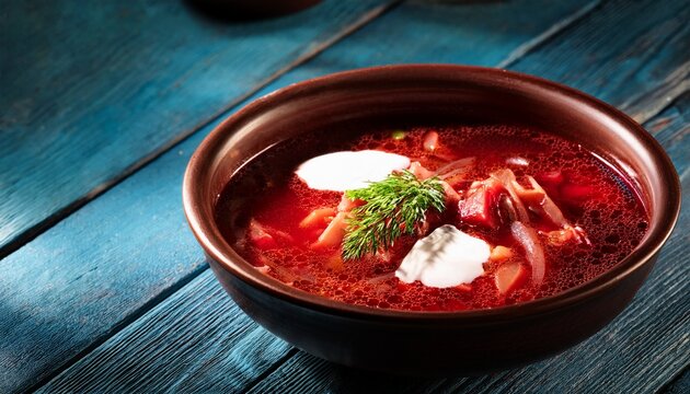 a hearty bowl of borch a traditional ukrainian dish