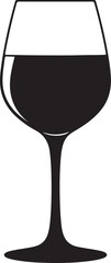wine half glass in silhouette on white isolated