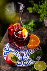 Traditional Spanish sangria from red wine