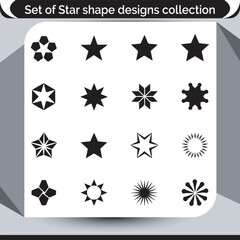 Diverse Star Shape Collection Decorative Star Icons with Varied Geometric Designs and Artistic Star Illustrations for Creative Projects