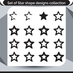Fototapeta premium Star Shape Designs Collection Set for Creative Projects and Graphic Design with Varied Outlines and Solid Styles