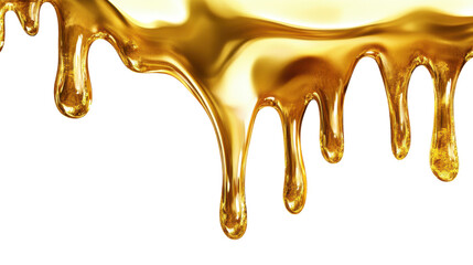Golden Chrome Dripping on white background