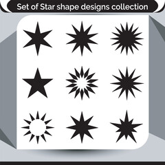 Diverse Star Shape Designs A Collection of Varied Star Illustrations for Creative Projects and Design Inspirations Featuring Pointed and Abstract Stars