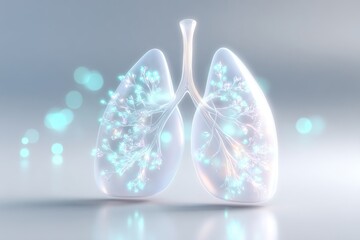 Lungs Anatomy and Respiratory: An intricate depiction of human lungs, visualized with glowing, ethereal elements to symbolize respiratory processes and vitality.