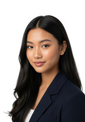 Young asian woman in business attire isolated on transparent background