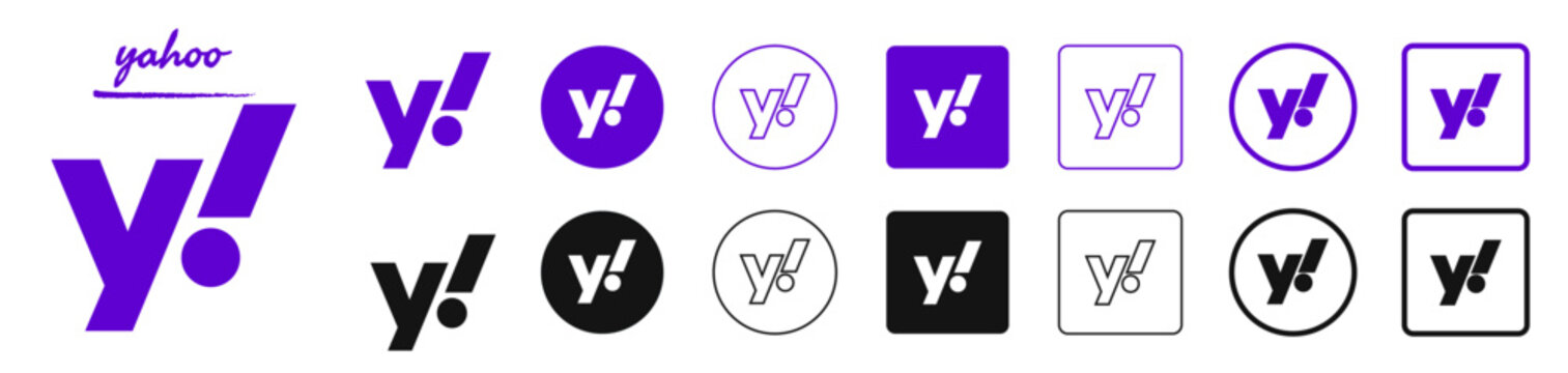 yahoo logo vector, Vector Illustration of  yahoo Icons  on  a Clean White Background, stock vector