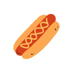 A Delicious Hand-Drawn Hot Dog with Mustard