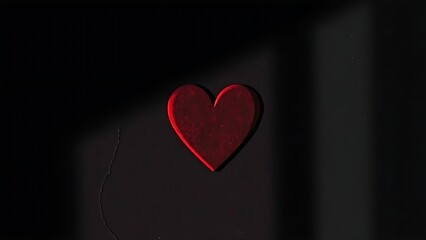 Obraz premium A striking red heart against a dark background, representing deep emotions and passion.