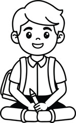 Back To School Flat Kids Characters For Clipart Set