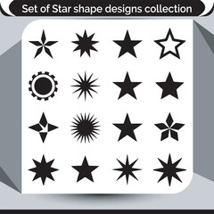 Assorted Star Shape Designs Collection of Various Geometric Figures and Patterns for Creative Applications and Decoration