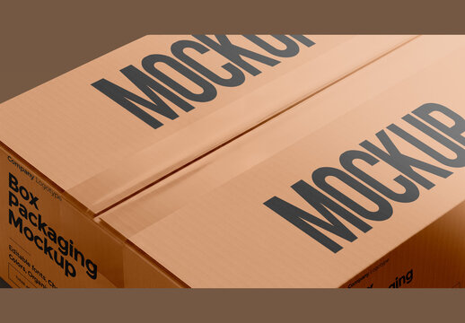cardboard box mockup with tape