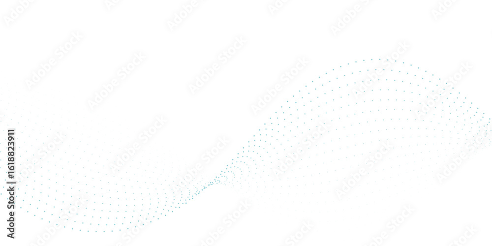 Wall mural abstract halftone flowing wavy colorful gradient dots shape isolated on transparent background. digi