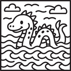 Fantasy Cozy Retreat – Bold Line Art Coloring Page with Magical Elements