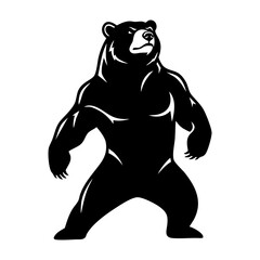 Fototapeta premium Standing Bear Mascot Silhouette Vector Logo - Upright Character with Athletic Pose