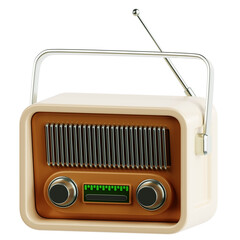 retro radio isolated on white,3D