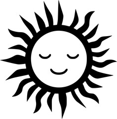 Sun | Black and White Vector illustration