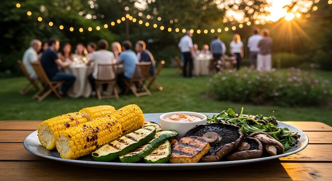 Garden Party Vegetarian BBQ Platter with Grilled Vegetables