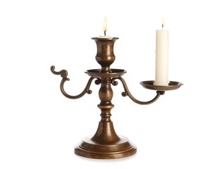 Antique candleholder with two candles