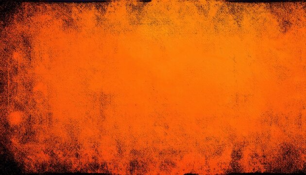 grunge orange halloween background with black jack o lantern pumpkins and bats for spooky party flyer or seasonal banner design